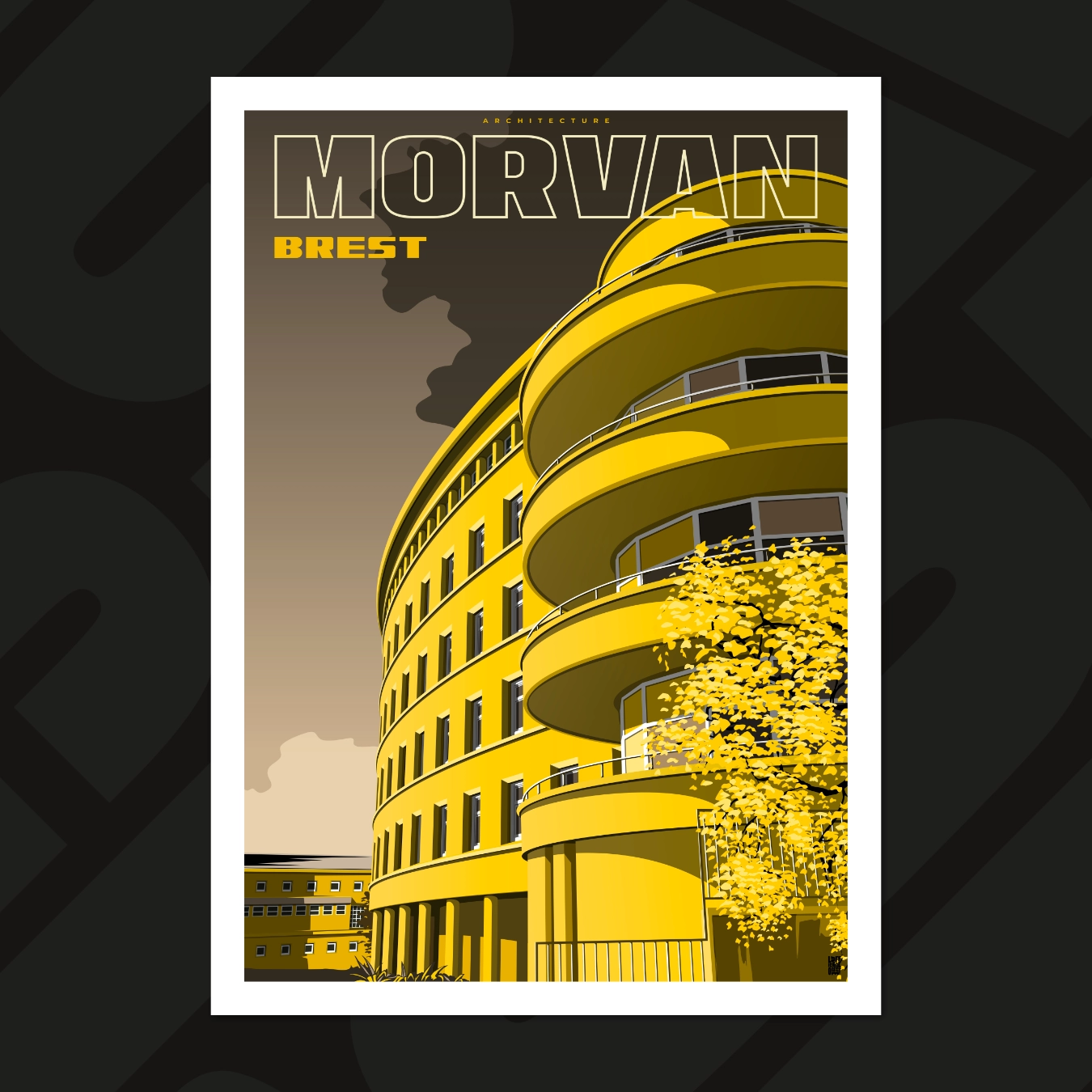 Accueil 7 Affiche de l'hôpital Morvan de Brest dans la couleur Yellow Dark