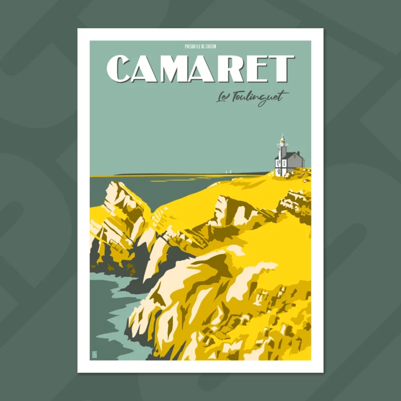 Affiche de la pointe du Toulinguet à Camaret-sur-Mer dans la couleur Vert Céladon