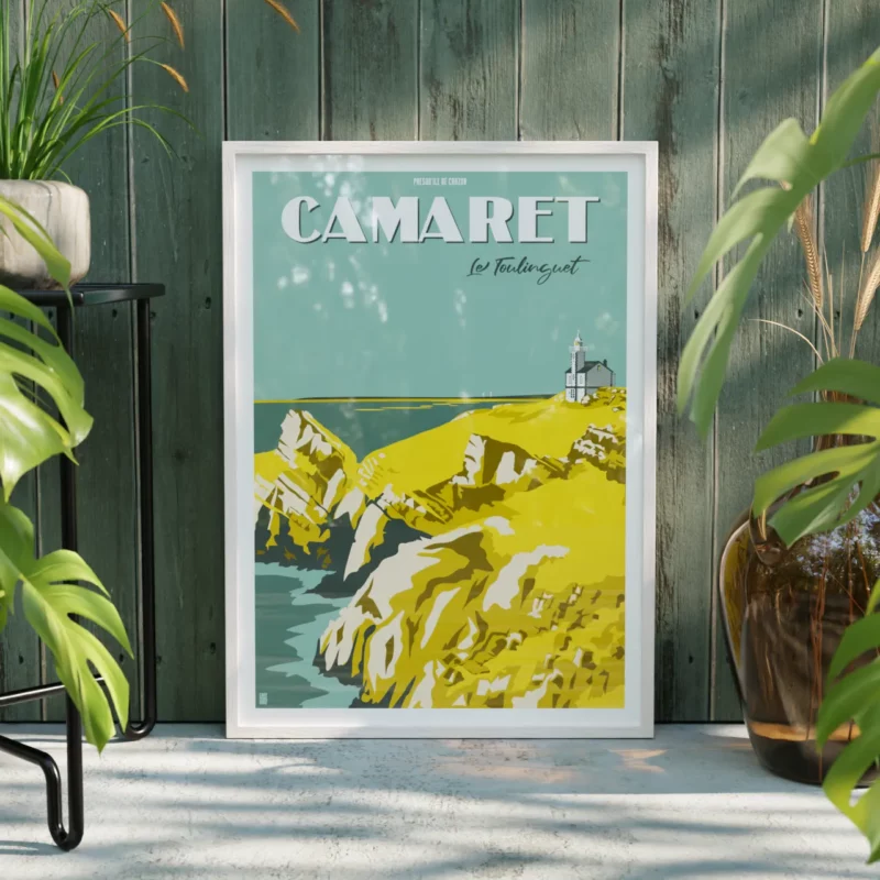 Affiche de la pointe du Toulinguet à Camaret-sur-Mer de la couleur vert céladon