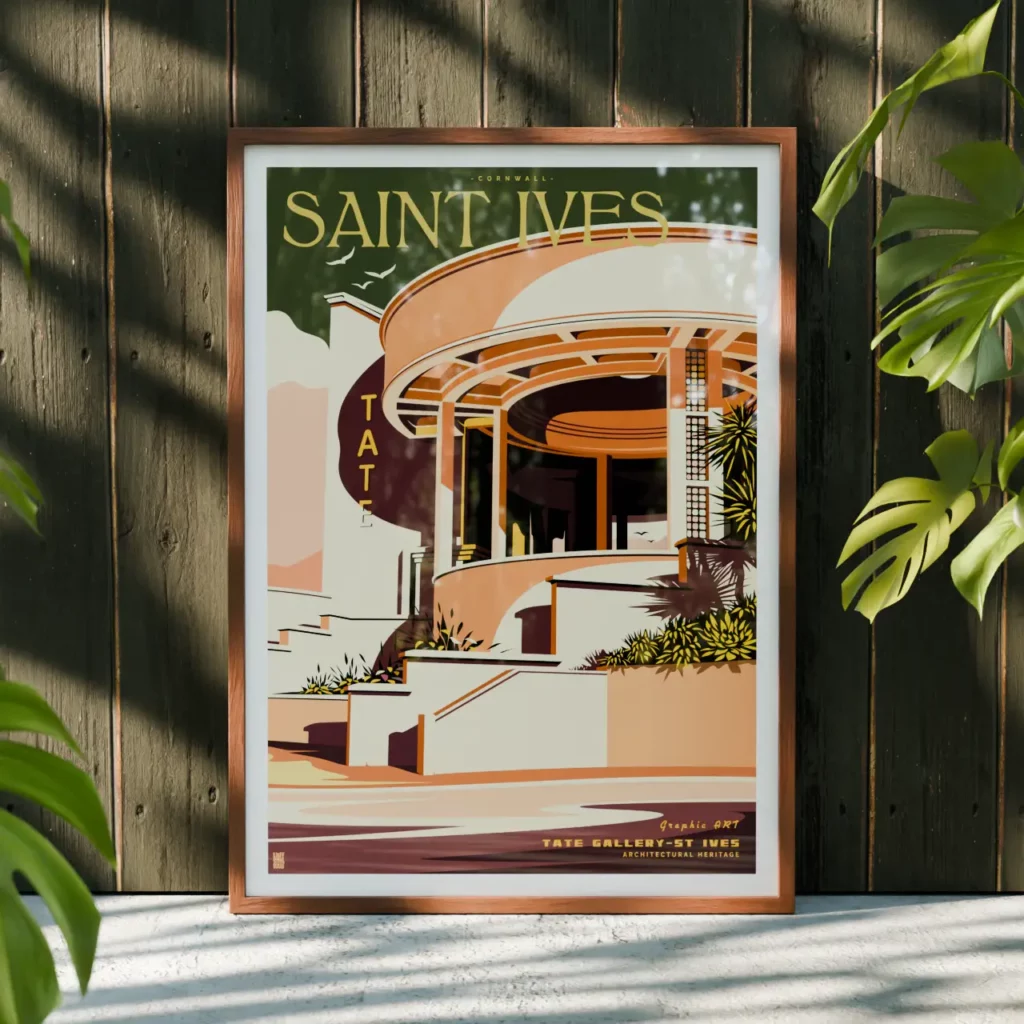 Tate St Ives poster. Affiche UK. Affiche Cornwall. Tate. Affiche grand format. Affiche éco-responsable. Décoration murale. Affiche minimaliste. Affiche rétro. Affiche pop culture. Papier certifié FSC. Affiche voyage.