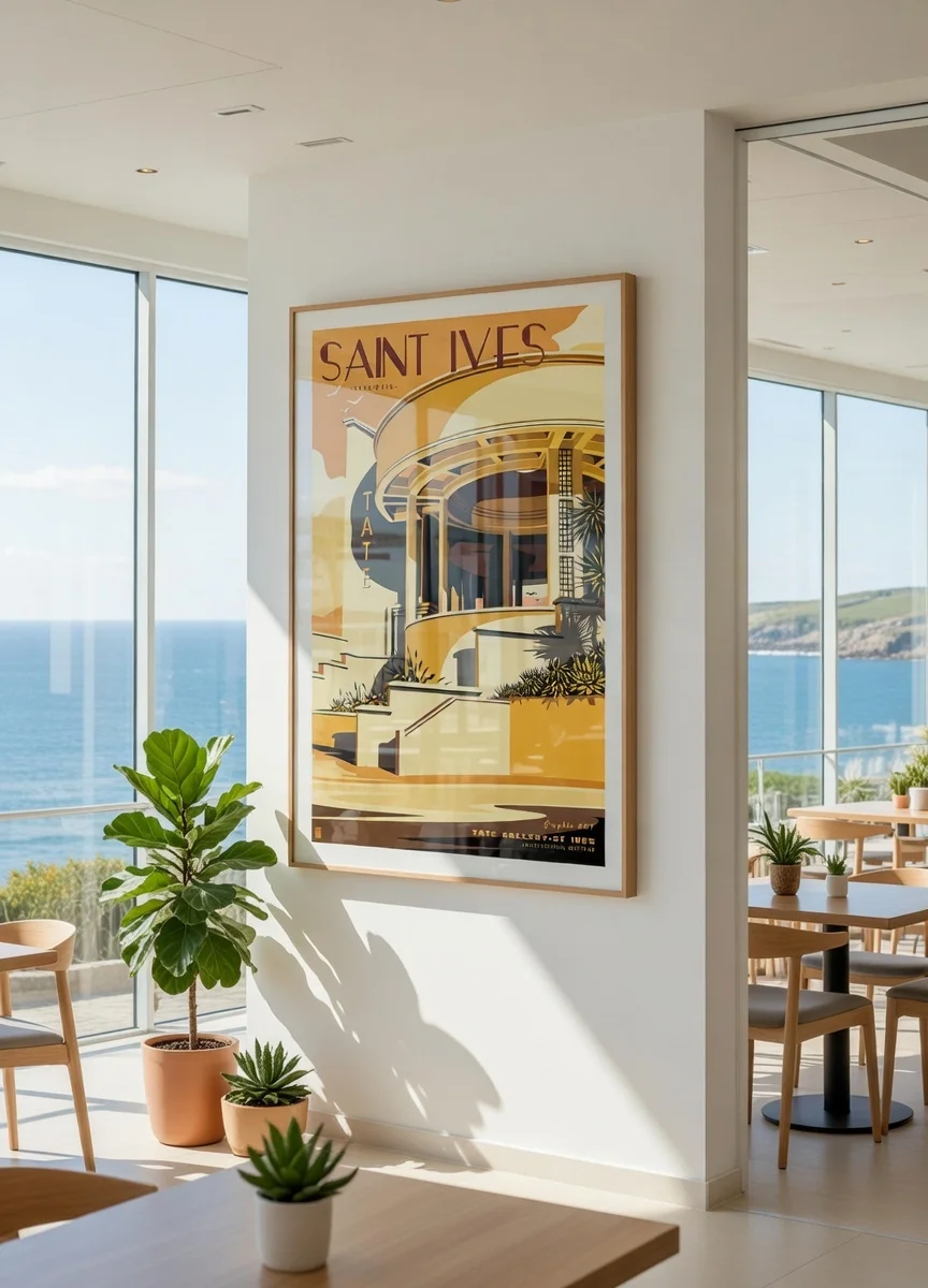 Affiche de la TATE St Ives - Cornwall - Edition Gold encadrée dans restaurant de la TATE - L'Affichologiste